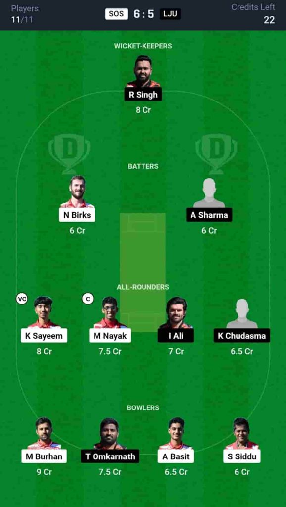 SOS vs LJU Dream11 Prediction Today Match 38 Pitch Report, and Key Player ECS T10 Croatia 2024 