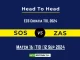 SOS vs ZAS Player Battle, Head to Head Team Stats, Player Record