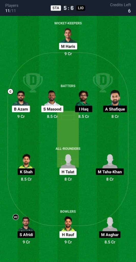 STA vs LIO Dream11 Prediction Today: Match 2 | Pakistan One Day Cup 2024