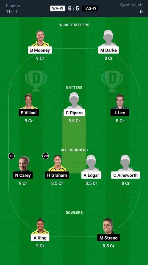 WA-W vs TAS-W Dream11 Prediction Today: Match 1 | Australian Women's ODD 2024