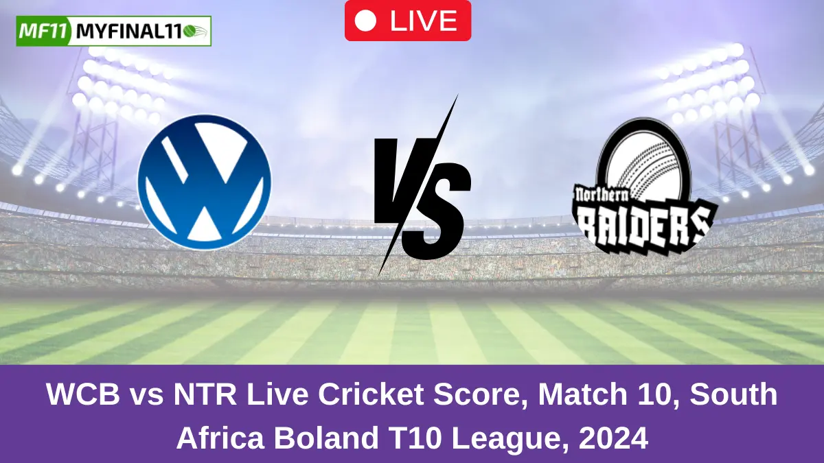 WCB vs NTR Live Cricket Score, Match 10, South Africa Boland T10 League, 2024