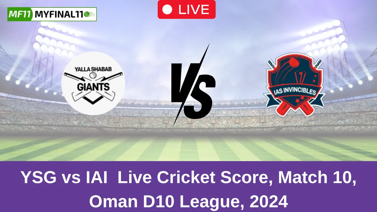 YSG vs IAI Live Cricket Score, Match 10, Oman D10 League, 2024