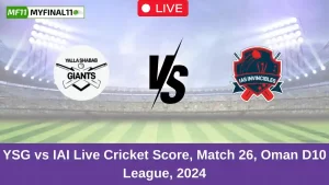 YSG vs IAI Live Score: Scorecard, Ball by Ball Commentary – Match 42, Oman D10 League