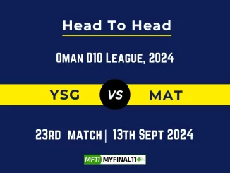 YSG vs MAT Player Battle, Head to Head Team Stats, Player Record: Oman D10 League- Match 23