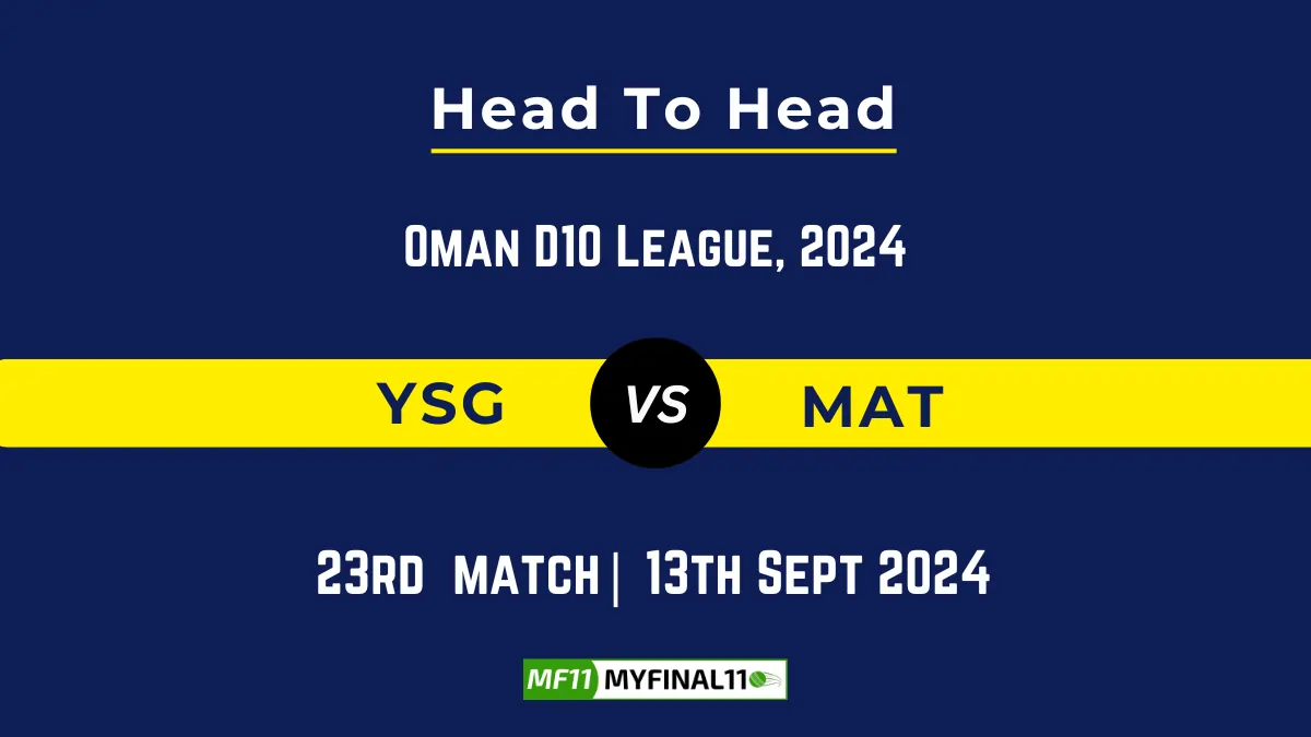 YSG vs MAT Player Battle, Head to Head Team Stats, Player Record: Oman D10 League- Match 23