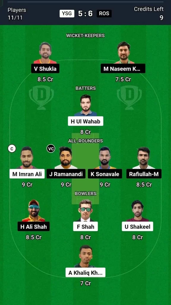 YSG vs ROS Dream11 Team Prediction Today Match