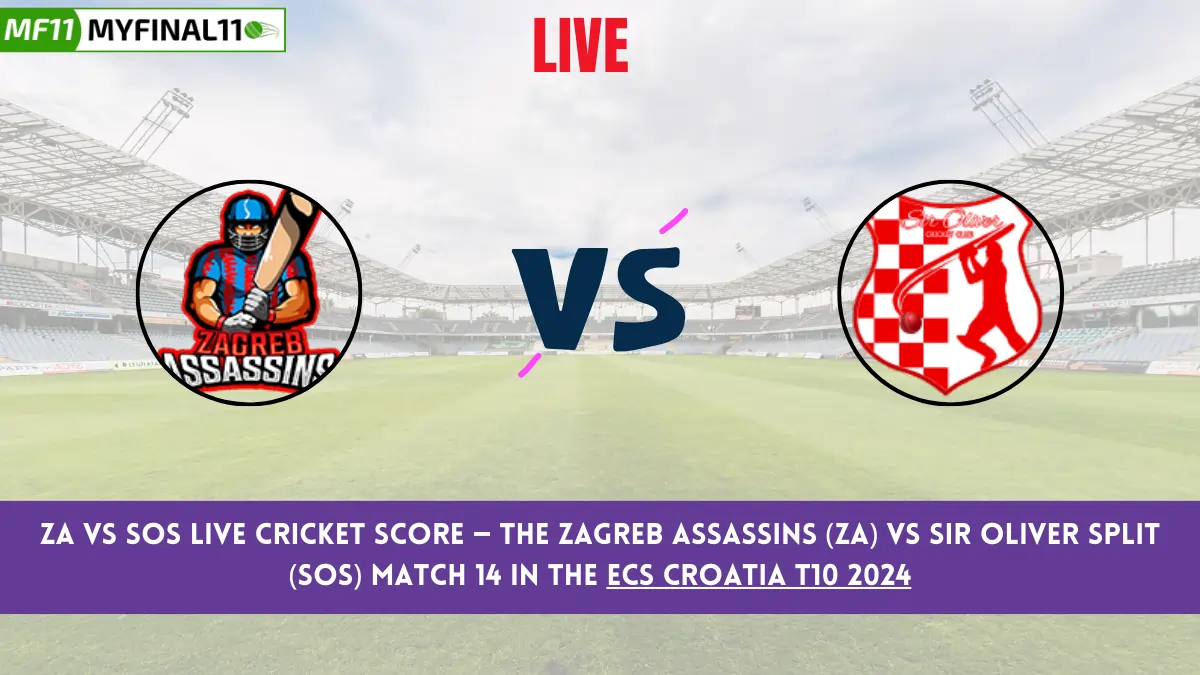 ZA vs SOS Live Cricket Score — The Zagreb Assassins (ZA) vs Sir Oliver Split (SOS) Match 14 in the ECS Croatia T10 2024