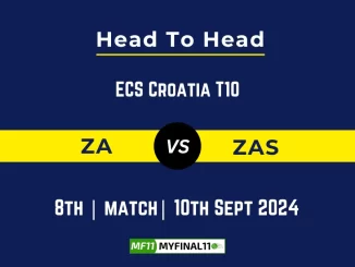 ZA vs ZAS Player Battle, Head to Head Team Stats, Player Record: ECS T10 Croatia, 2024- 8th Match