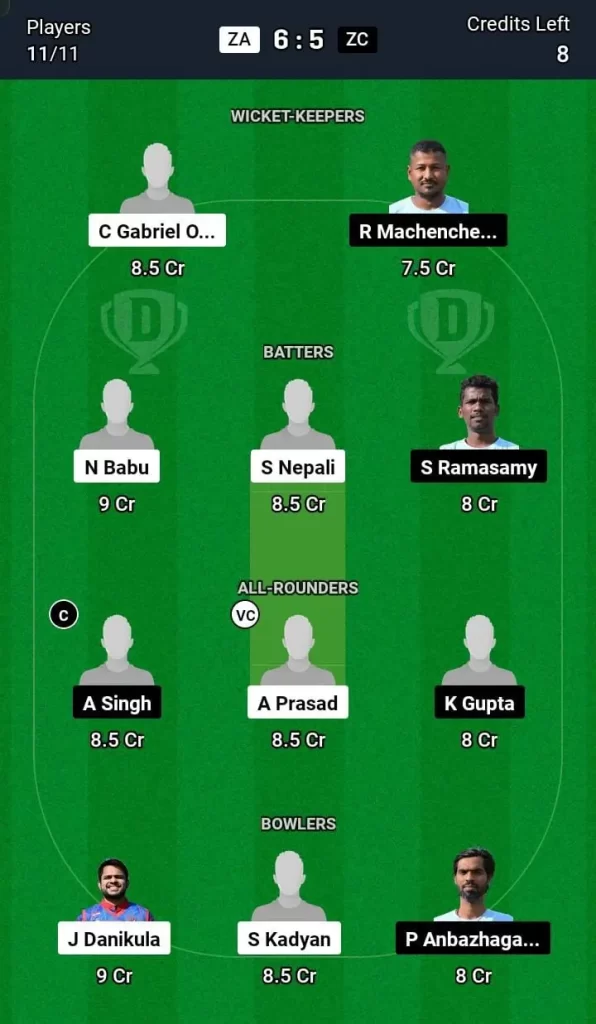 ZA vs ZC Dream11 Team Prediction Today Match