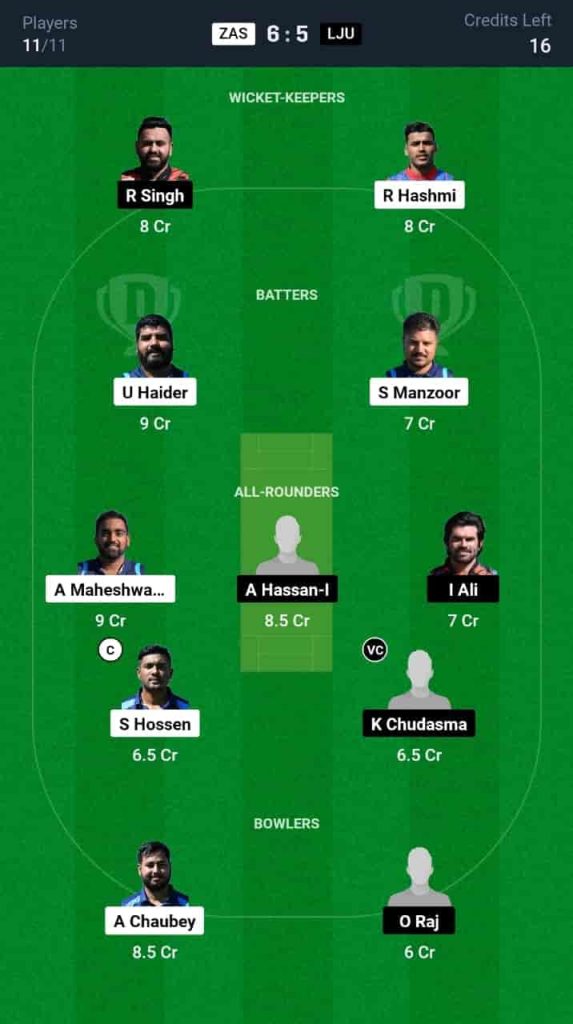 ZAS vs LJU Dream11 Prediction Today Match 35 | ECS T10 Croatia 2024