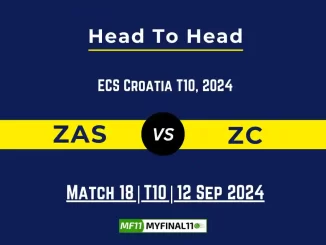 ZAS vs ZC Player Battle, Head to Head Team Stats, Player Record, ECS T10 Croatia 2024