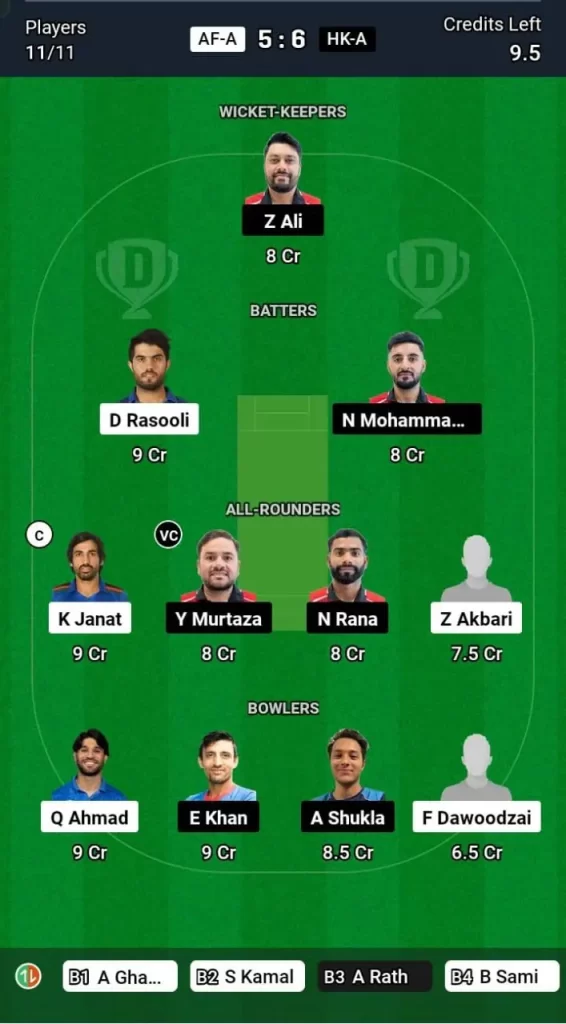 AF-A vs HK-A Dream11 Team Prediction Today Match