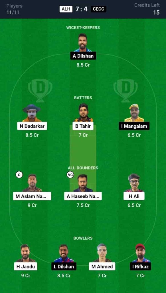 ALH vs CECC Dream11 Prediction Today: Match 13 | Kuwait Elite T20 Cup 2024