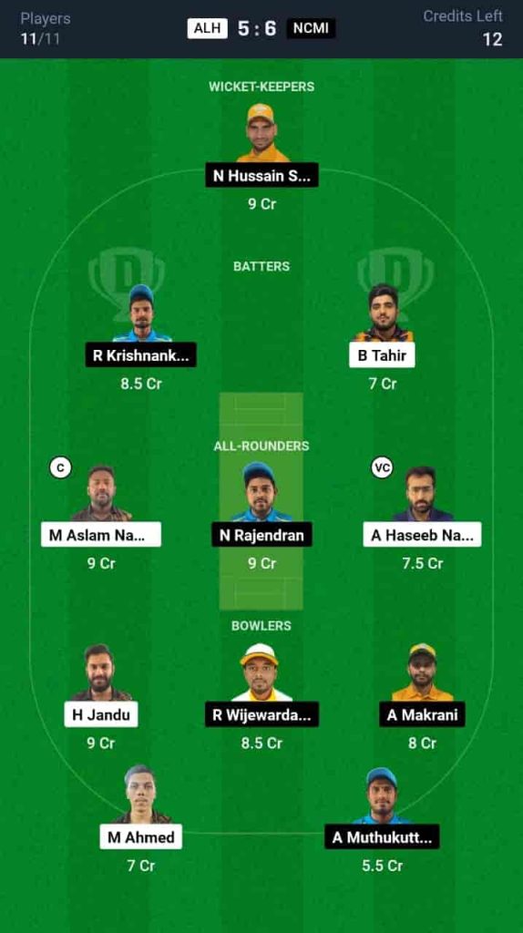 ALH vs NCMI Dream11 Prediction Today Match 15 | Kuwait Elite T20 Cup 2024-min