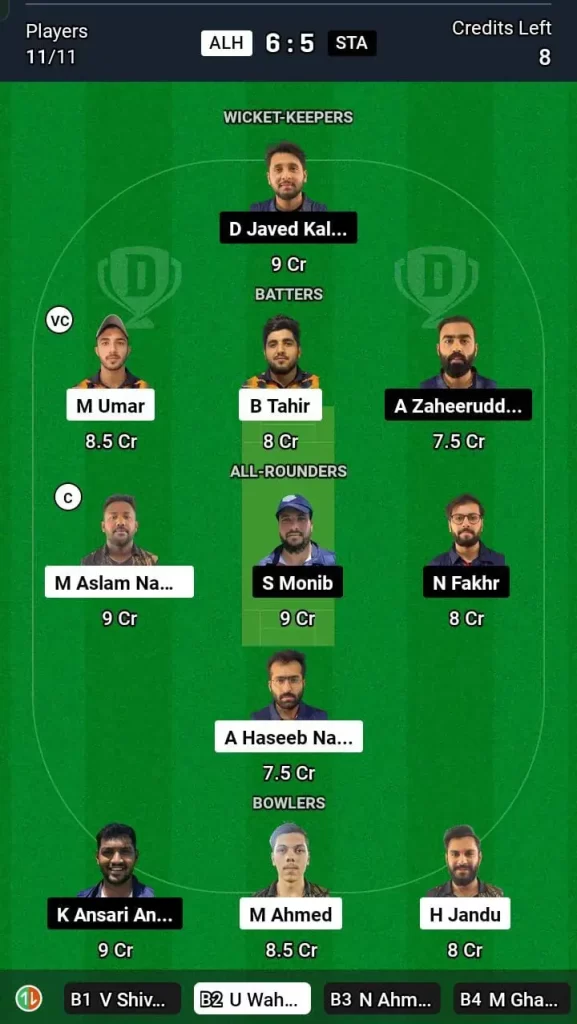 ALH vs STA Dream11 Team Prediction Today Match