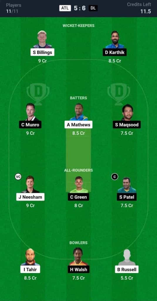 ATL vs DL Dream11 Prediction Today Match 10 | USA National Cricket League T10 2024