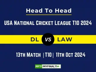 DL vs LAW Player Battle, Head to Head Team Stats, Team Record - USA National Cricket League T10 2024