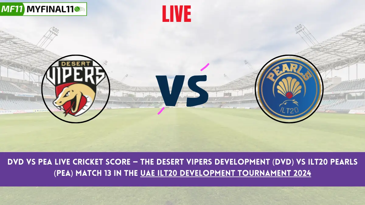 DVD vs PEA Live Score: Scorecard, Ball by Ball Commentary - Match 13, UAE ILT20 Development Tournament 2024