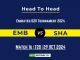 EMB vs SHA Player Battle, Head to Head Team Stats, Player Record