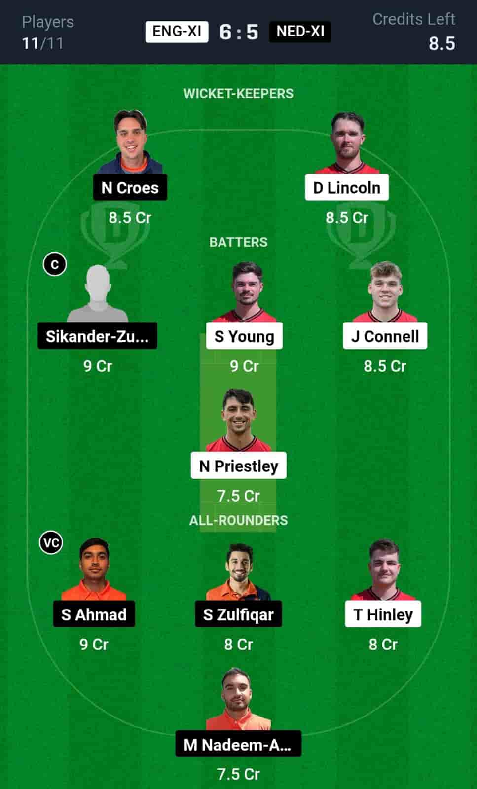 ENG-XI vs NED-XI Dream11 Team Prediction-min