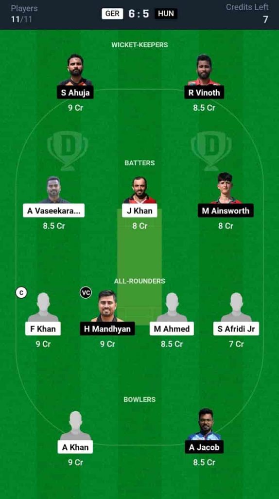 GER vs HUN Dream11 Prediction Today Match 5 | ECC International T10 2024