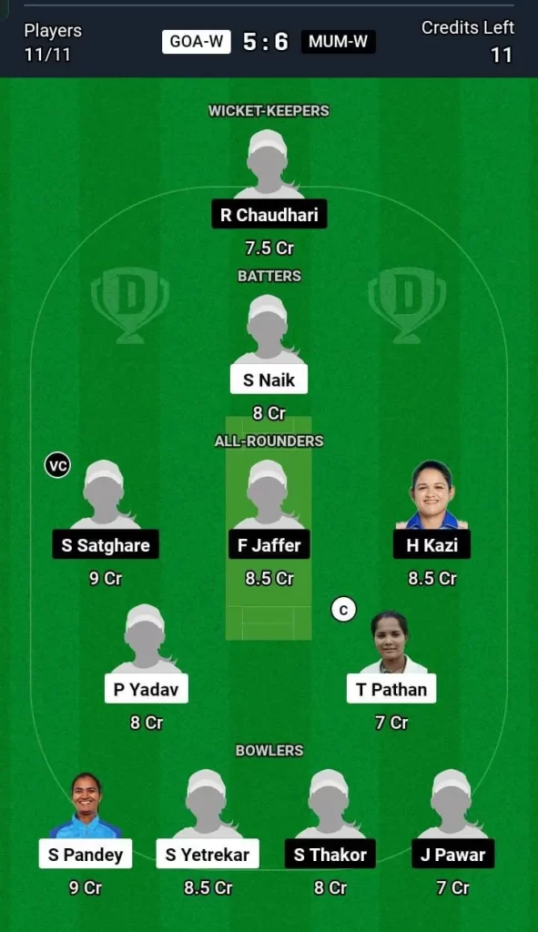 GOA-W vs MUM-W Dream11 Team Prediction Today Match