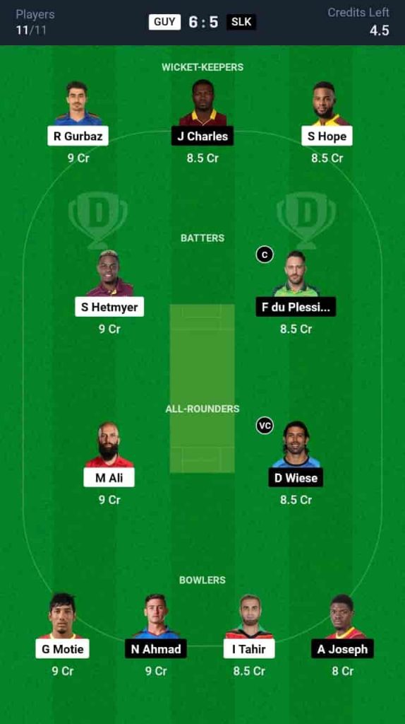 GUY vs SLK Dream11 Prediction Today Qualifier 1 | Republic Bank CPL T20 2024