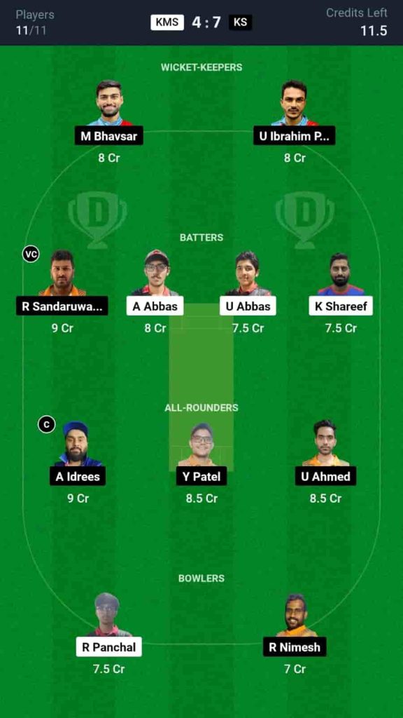 KMS vs KS Dream11 Prediction Today: Match 22 | Kuwait Elite T20 Cup 2024