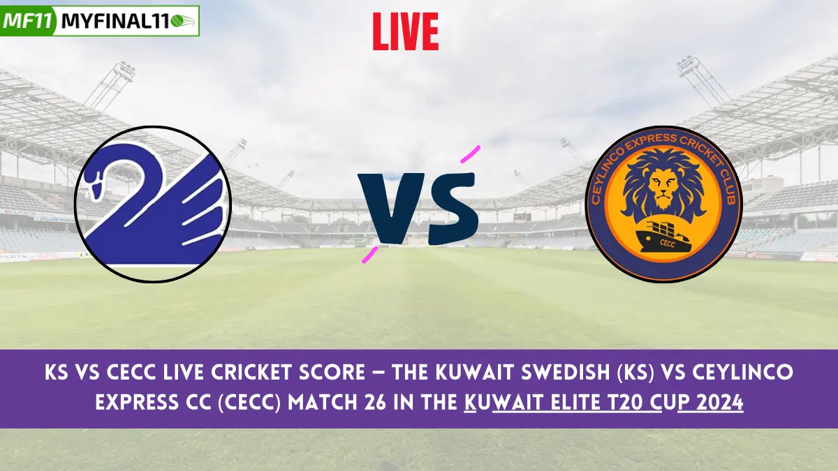 KS vs CECC Live Cricket Score — The Kuwait Swedish (KS) vs Ceylinco Express CC (CECC) Match 26 in the Kuwait Elite T20 Cup 2024