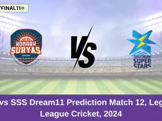 KSO vs SSS Dream11 Prediction Match 12, Legends League Cricket, 2024