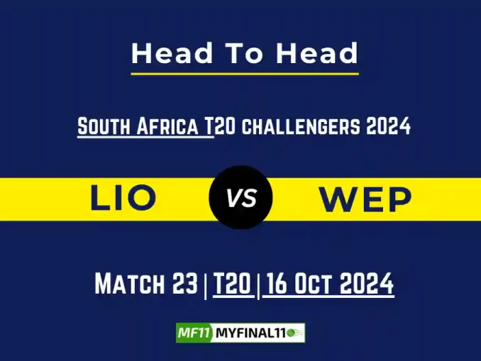 LIO vs WEP Player Battle, Head to Head Team Stats, Player Record