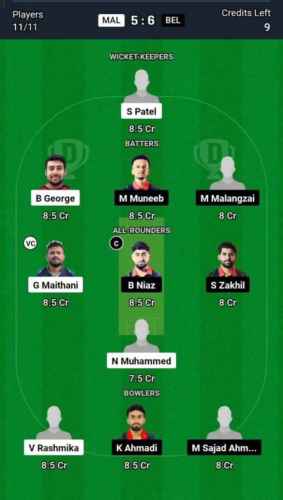 MAL vs BEL Dream11 Team Prediction Today Match