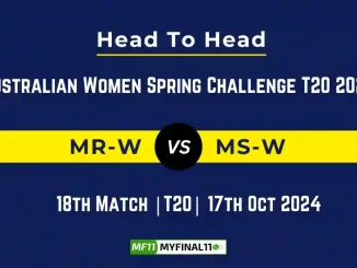 MR-W vs MS-W Player Battle, Head to Head Team Stats, Team Record - Australian Women Spring Challenge T20 2024