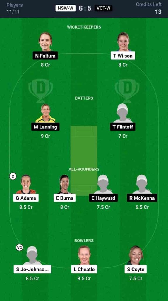 NSW-W vs VCT-W Dream11 Prediction Today: Match 11 | Australian Women's ODD 2024