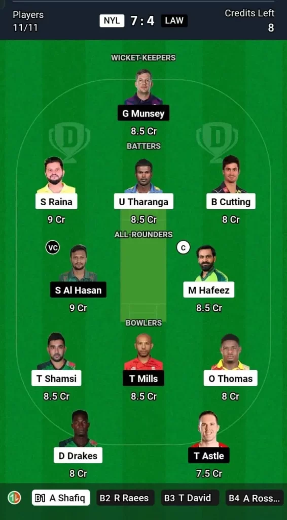 NYL vs LAW Dream11 Team Prediction Today Match