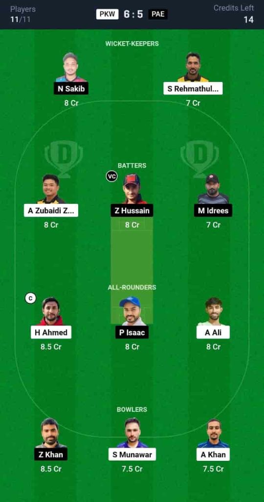 PKW vs PAE Dream11 Prediction Today Eliminator 1 | Malaysia Grand Rumble T10 Championship 2024