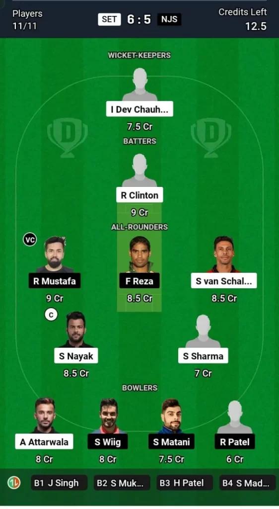 SET vs NJS Dream11 Team Prediction Today Match