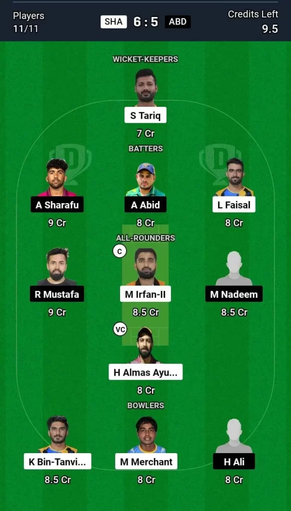 SHA vs ABD Dream11 Team Prediction Today Match