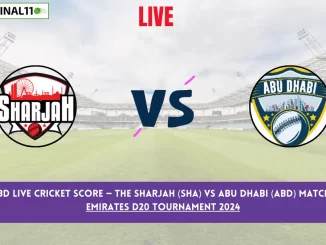 SHA vs ABD Live Cricket Score — The Sharjah (SHA) vs Abu Dhabi (ABD) Match 8 in the Emirates D20 Tournament 2024