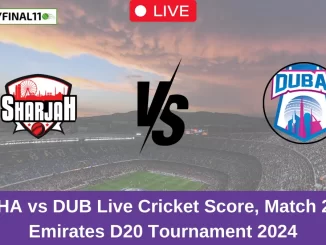 SHA vs DUB Live Cricket Score, Match 2 Emirates D20 Tournament 2024 (1)