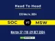 SOC vs MSW Player Battle, Head to Head Team Stats, Player Record