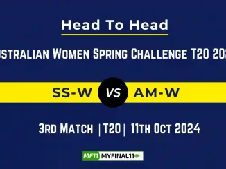 SS-W vs AM-W Player Battle, Head to Head Team Stats, Team Record - Australian Women Spring Challenge T20 2024