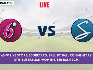 SS-W vs AS-W Live Score: Scorecard, Ball by Ball Commentary - Match 5, Australian Women's T20 Bash 2024