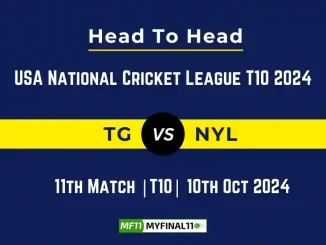 TG vs NYL Player Battle, Head to Head Team Stats, Team Record - USA National Cricket League T10 2024