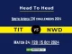 TIT vs NWD Player Battle, Head to Head Team Stats, Player Record