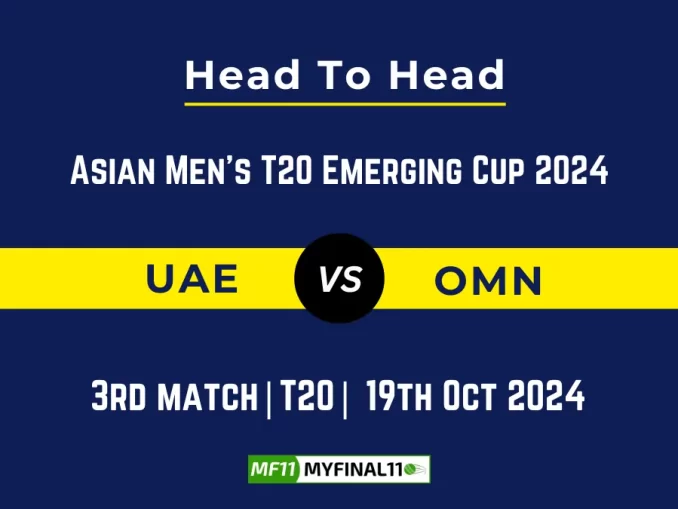 UAE vs OMN Player Battle, Head to Head Team Stats, Player Record Asian Men's T20 Emerging Cup 2024