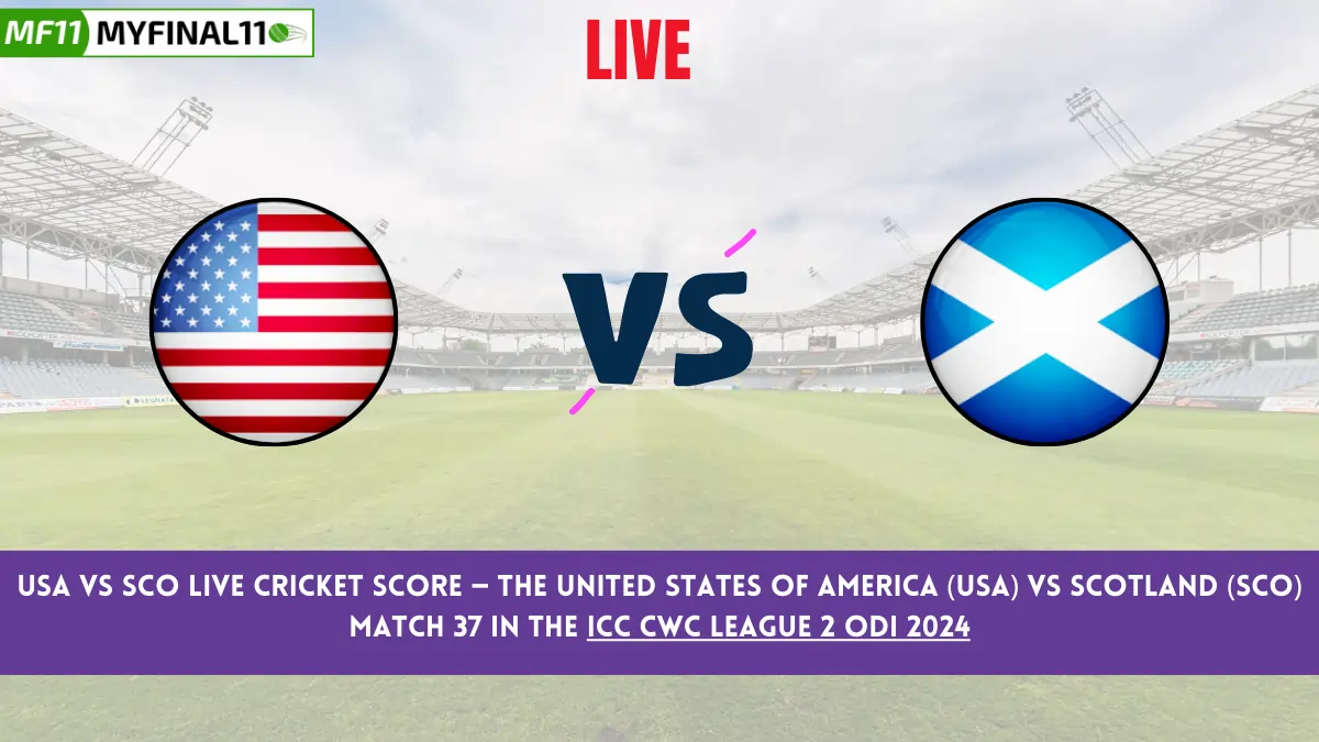 USA vs SCO Live Cricket Score — The United States of America (USA) vs Scotland (SCO) Match 37 in the ICC CWC League 2 ODI 2024