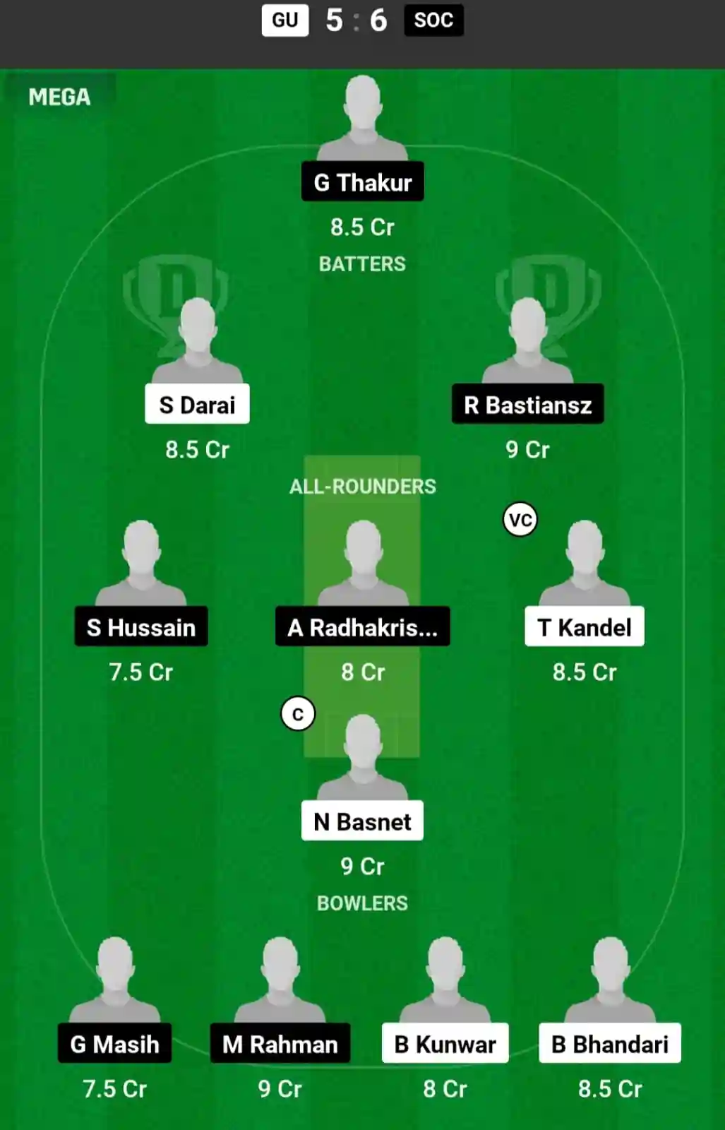 GU vs SOC Dream11 Prediction