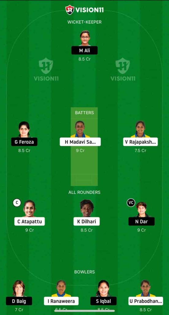 PK-W vs SL-W Dream11 Prediction If SL Bat 1st