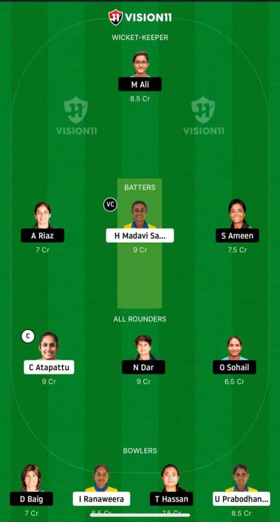 PK-W vs SL-W Dream11 Team Prediction Today Match If Sri Lanka bowl First